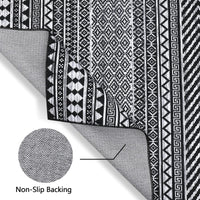 Tappeto marocchino Boho GARVEE 160x230cm Nero, idrorepellente, a pelo corto, resistente all'olio e alle macchie, lavabile, soggiorno e camera da letto