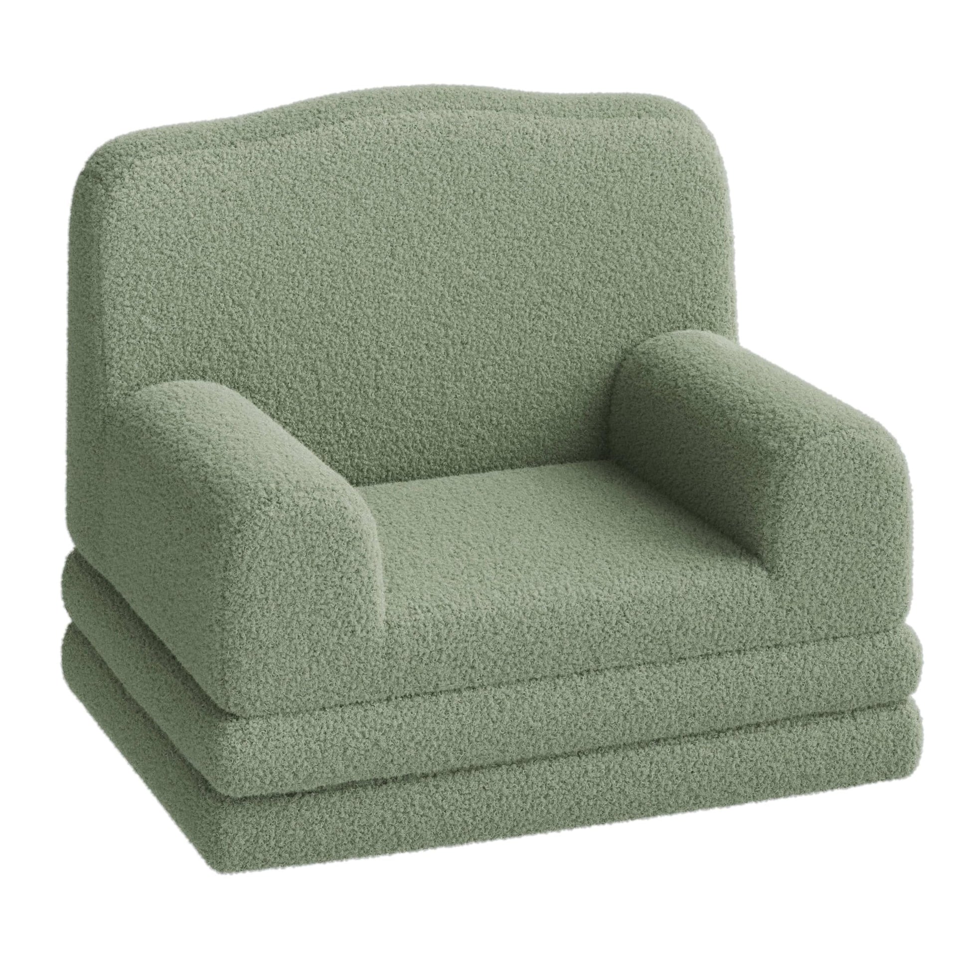 Divano per bambini Garvee, poltrona Sherpa reversibile con fodera lavabile, design a corona per sala giochi e cameretta dei bambini, leggero, comodo e pieghevole.