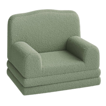 Divano per bambini Garvee, poltrona Sherpa reversibile con fodera lavabile, design a corona per sala giochi e cameretta dei bambini, leggero, comodo e pieghevole.