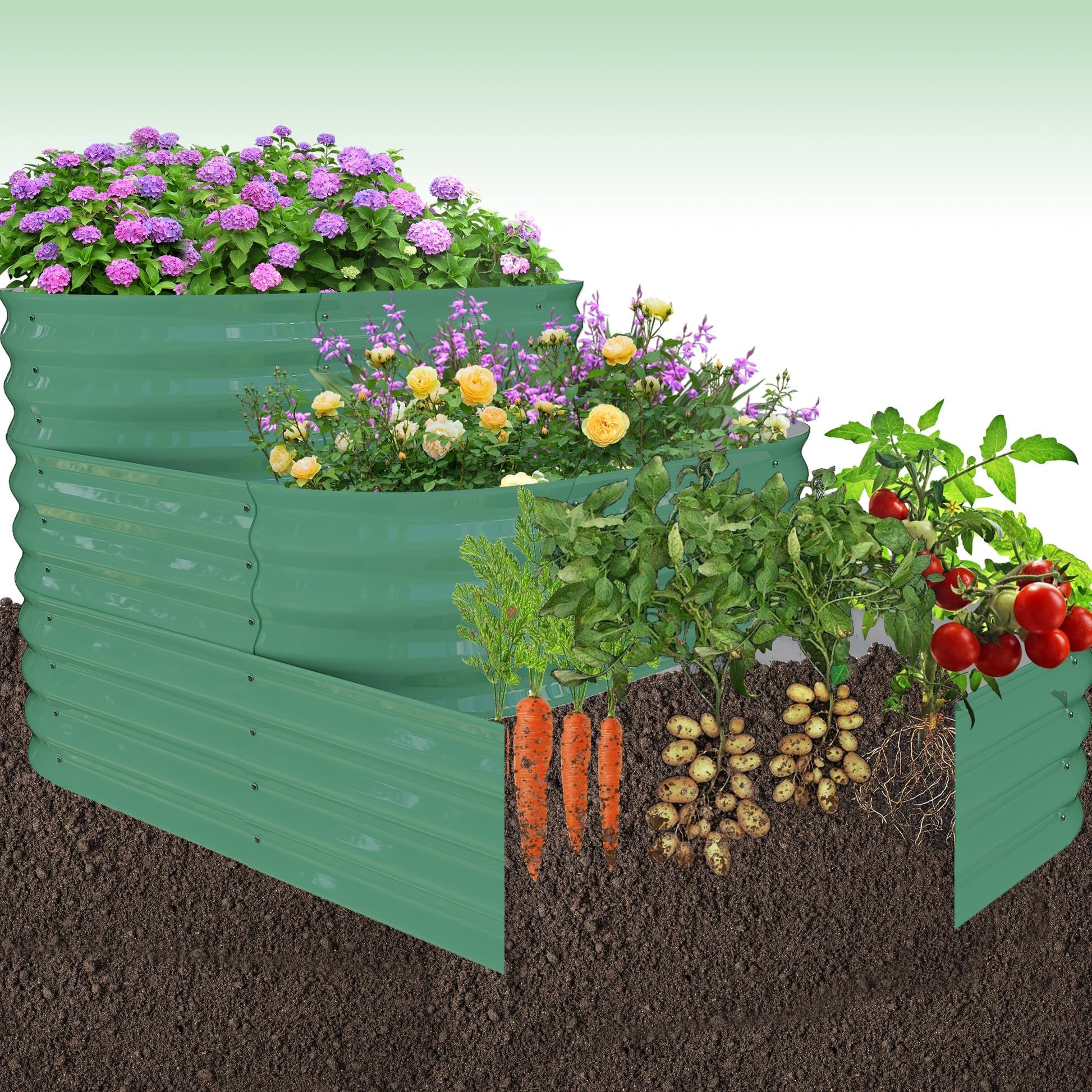 Kit da giardino rialzato in acciaio inossidabile Garvee, 61x42x31 cm, per verdure e erbe aromatiche da esterno
