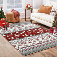 Tappeto per soggiorno Garvee, grande, decorazione natalizia, 200x290 cm, rosso-verde, alce, lavabile, antiscivolo, morbido, a pelo corto