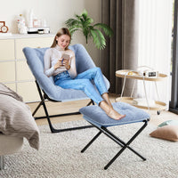 Garvee Comfy Chair XL, poltrona in pelliccia sintetica con struttura in metallo e base antiscivolo per soggiorno e camera da letto, blu, XL