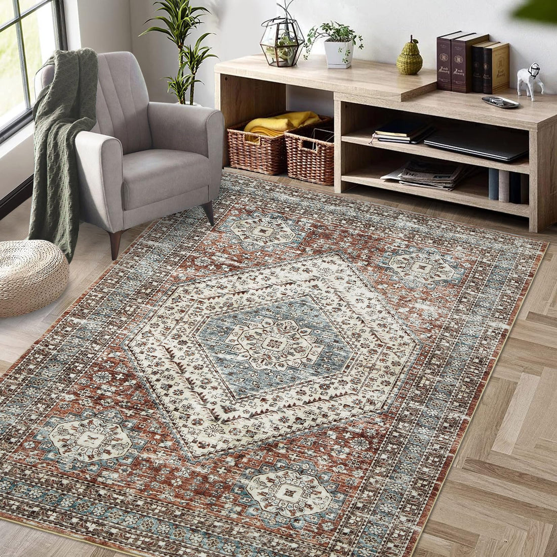 Tappeto lavabile Garvee, facile da pulire, antiscivolo, per camera da letto e soggiorno, 80x150 cm, marrone