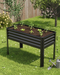 Aiuola rialzata Garvee grande con gambe, in acciaio zincato, capacità di carico di 400 libbre, altezza ergonomica di 32 pollici, marrone, per giardino e balcone