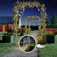 Aiuola rialzata zincata Garvee con traliccio ad arco verticale da 96", regolabile, in acciaio, per giardino e patio, resistente alla ruggine, con clip per piante e rete di drenaggio