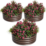 Garvee Letti Da Giardino Rotondi In Acciaio Zincato 61x61x30cm, Resistente Alla Corrosione, Bordo In Gomma Sicura, Versatili Per Piantagioni E Paesaggistica - Legno