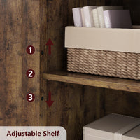 Mobiletto da bagno indipendente Garvee con ante in vetro, ripiani regolabili, design rustico, marrone, uso versatile