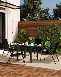 Set di 4 sedie da giardino Garvee, impilabili, leggere, in materiale Teslin traspirante, resistenti alle intemperie, nere, per giardino e piscina, 24,2"P*23,6"W*37,8"H