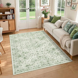 Garvee Tappeto Lavabile Pieghevole 350g Imitazione Cashmere Boho Verde 160x230cm Morbido e Resistente per Soggiorno e Sala da Pranzo - Verde beige