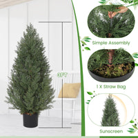 Garvee Set di cipressi artificiali in PE da 1,2 m, resistenti ai raggi UV, decorazione in muschio per uso interno ed esterno, verde