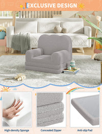 Divano per bambini Garvee 2 in 1 in pile Teddy grigio per sala giochi e cameretta dei bambini pieghevole morbido versatile