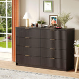Garvee Cassettiera Moderna Fluted 8 Cassetti Con Maniglie In Metallo Per Camera Da Letto E Soggiorno Nero Grande Capacità - Nero