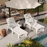 Garvee Chaise Lounge Outdoor 5-Posizioni Poltrona Oversize HDPE Resina Patio Piscina 198x60x32 cm Nero - White
