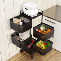 Carrello in metallo nero a 5 ripiani Garvee, 94x28x28 cm, carrello da cucina per carichi pesanti in magazzini, garage e negozi al dettaglio con struttura durevole
