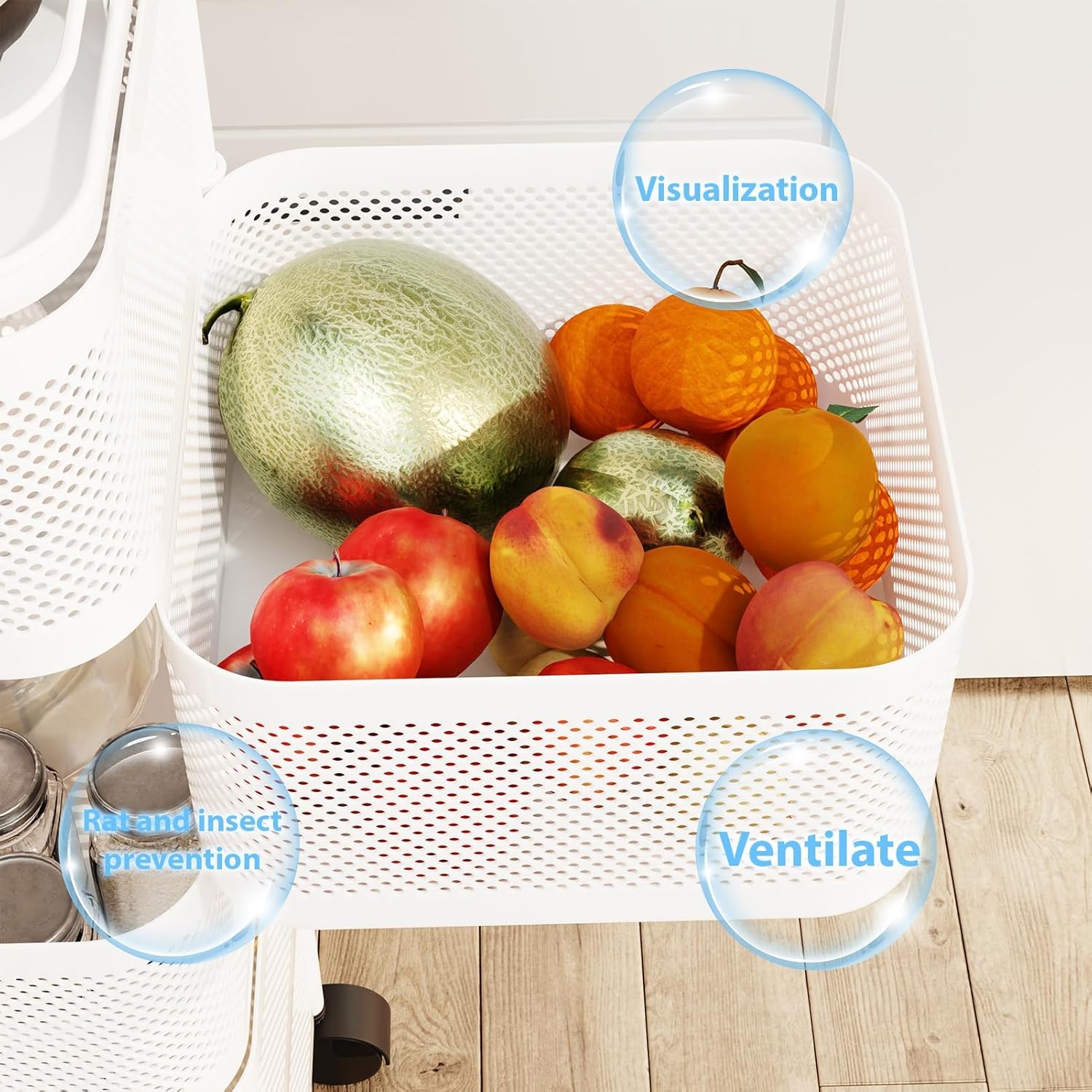 Carrello da cucina con ruote in metallo bianco a 4 ripiani Garvee, 78x28x28 cm, per soluzioni di stoccaggio ampliate in cucina, cantina e officina, facile da manovrare