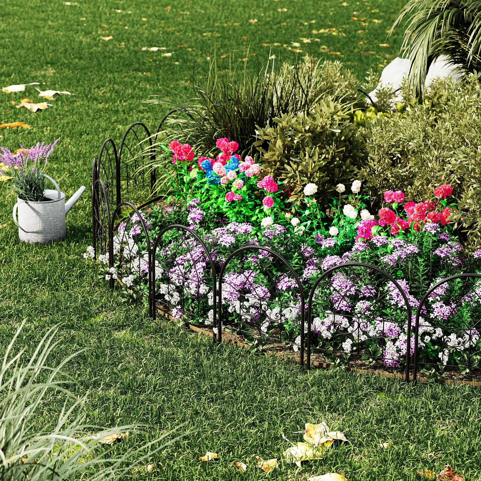 Recinzioni da giardino in metallo Garvee, 8 pannelli, antiruggine, verniciate a polvere, ad arco, alte 25,78 pollici, lunghe 13 piedi, nere, per la sicurezza del giardino e degli animali domestici