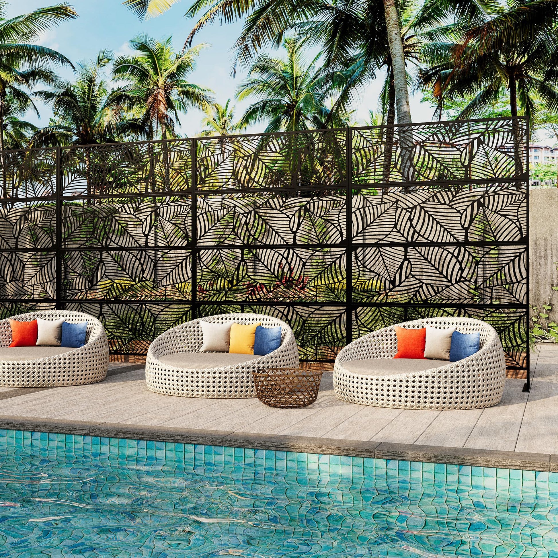 Garvee Metal Privacy Screen 71"x46" Nero - Resistente alle intemperie, antiruggine - Design moderno, geometrico - Per giardino e patio