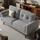 Garvee Divano Loveseat 165 cm Stile Moderno Anni '50, Bouclé con Bottoni, Gambe in Legno, Design Compatto, Adatto a Soggiorno e Ufficio, Neutro Oatmeal