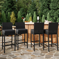 Set di 4 sgabelli da bar per esterni in vimini Garvee - Ergonomici e robusti - Struttura in rattan PE e acciaio - Per giardino e patio - 16''x17,7''x40,7'' - Nero resistente alle intemperie