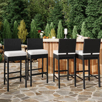 Set di 2 sgabelli da bar per esterni in vimini Garvee - Ergonomici e resistenti alle intemperie - Struttura in rattan PE e acciaio - Altezza seduta 28" - Per giardino e patio - Nero