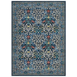 Tappeto Garvee Perlvelour Blu con Motivo Fiori-Edera per Soggiorno e Camera da Letto 160x230cm Lavabile Pieghevole - Blu