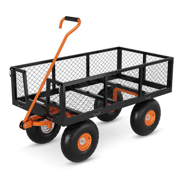 Garvee Carrello da Giardino in Acciaio Verde 227kg Resistente alle Intemperie con Pneumatici da 25cm e Traino 3 in 1
