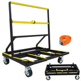 Garvee Carrello Porta Pannelli per Cartongesso, Portata 1000 kg, Pieghevole con Ruote Frenanti, Carrello da Trasporto per Compensato e Piastrelle, Uso Edilizia (Nero e Giallo) - Nero + Giallo
