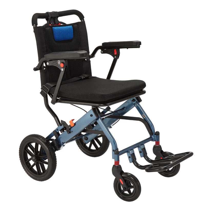 Garvee Carrozzina Pieghevole Ultraleggera da Viaggio, Sedia a Rotelle Portatile con Freno a Mano, Portata 100 kg, Ideale per Anziani e Bambini, Dimensioni Aperta 90 x 54 cm