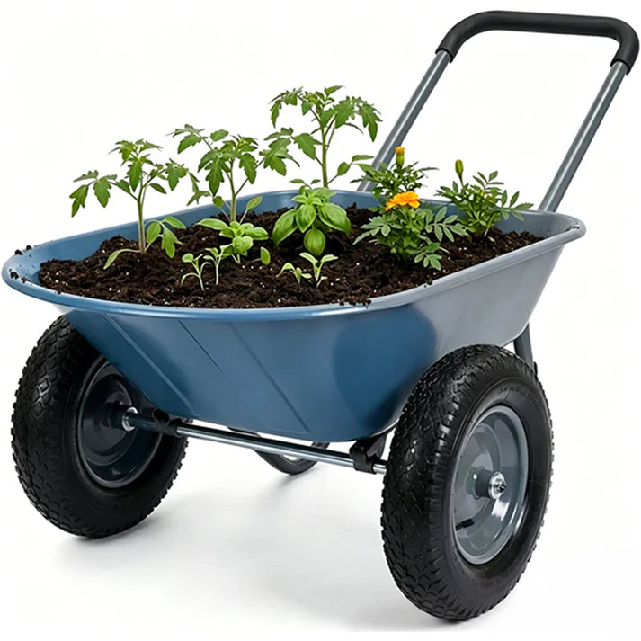 Carriola da Giardino Garvee | Ruote Doppie, 600 libbre Carico, Polietilene Antiruggine, Telaio Acciaio, Verde