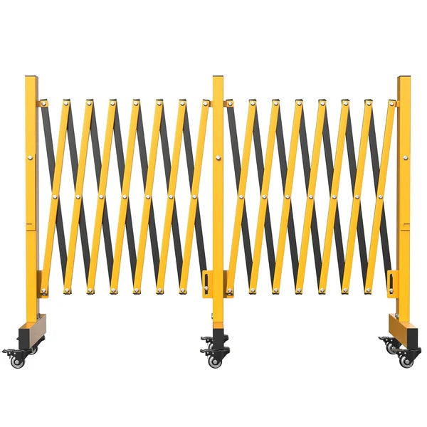 Garvee Barriera di Sicurezza Estensibile in Acciaio, Doppia Pieghevole, Ruote 360° con Freni, Resistente alla Corrosione, per Interno ed Esterno, 5,18 m x 1,03 m