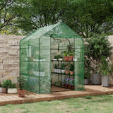 Serra Garvee 57x57x76'' con 3 livelli e 12 ripiani, copertura in PE spesso, finestra, portatile per interni e giardino - Verde