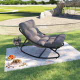 Garvee Sedia a Dondolo da Esterno con Cuscino Impermeabile Spesso, Telaio Regolabile in Metallo, Design Moderno per Giardino, Balcone, Piscina, Nero