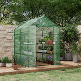 Serra Garvee 57x57x76" con 3 livelli, 12 ripiani, copertura in PE spesso, finestra, portatile per giardino e terrazza - Verde