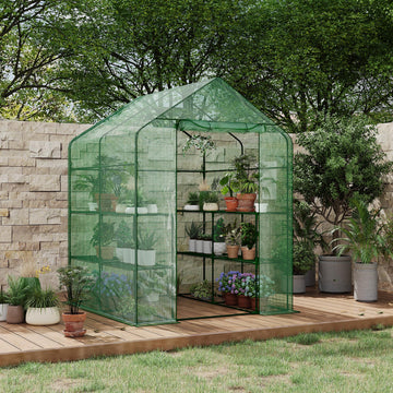 Serra Garvee 57x57x76" con 3 livelli, 12 ripiani, copertura in PE spesso, finestra, portatile per giardino e terrazza