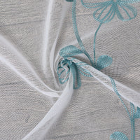 Tende trasparenti Garvee bianche con ricamo turchese per cucina e soggiorno, 2 pannelli, 26"x45", poliestere, motivo floreale