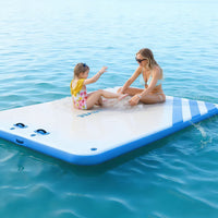 Garvee Piattaforma Galleggiante Gonfiabile 1.8x1.5 m Con Scaletta Morbida PVC Resistente Per Piscina Spiaggia Varie Dimensioni Colore Blu