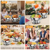 Garvee Set Buffet 2 Pezzi 5QT Riscaldatori Cibo in Acciaio Inox per Catering e Feste, Capacità Generosa, Montaggio Facile, Argento