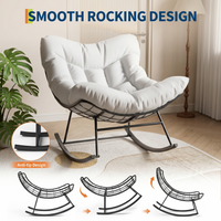 Garvee Poltrona a Dondolo Papasan Oversize Bianca Portata 175kg con Spesso Cuscino per Giardino e Balcone