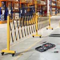 Garvee Barriera di Sicurezza Estensibile in Acciaio, Doppia Pieghevole, Ruote 360° con Freni, Resistente alla Corrosione, per Interno ed Esterno, 5,18 m x 1,03 m