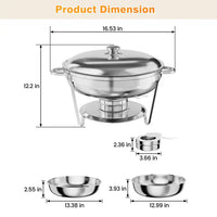 Garvee Set Buffet 2 Pezzi 5QT Riscaldatori Cibo in Acciaio Inox per Catering e Feste, Capacità Generosa, Montaggio Facile, Argento