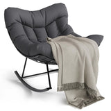 Garvee Poltrona a Dondolo Papasan Oversize Grigio Scuro Portata 175kg con Spesso Cuscino per Giardino e Balcone - Grigio Scuro