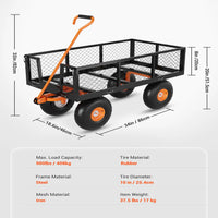 Garvee Carrello da Giardino in Acciaio Verde 408kg Resistente alle Intemperie con Pneumatici da 25cm e Traino 3 in 1