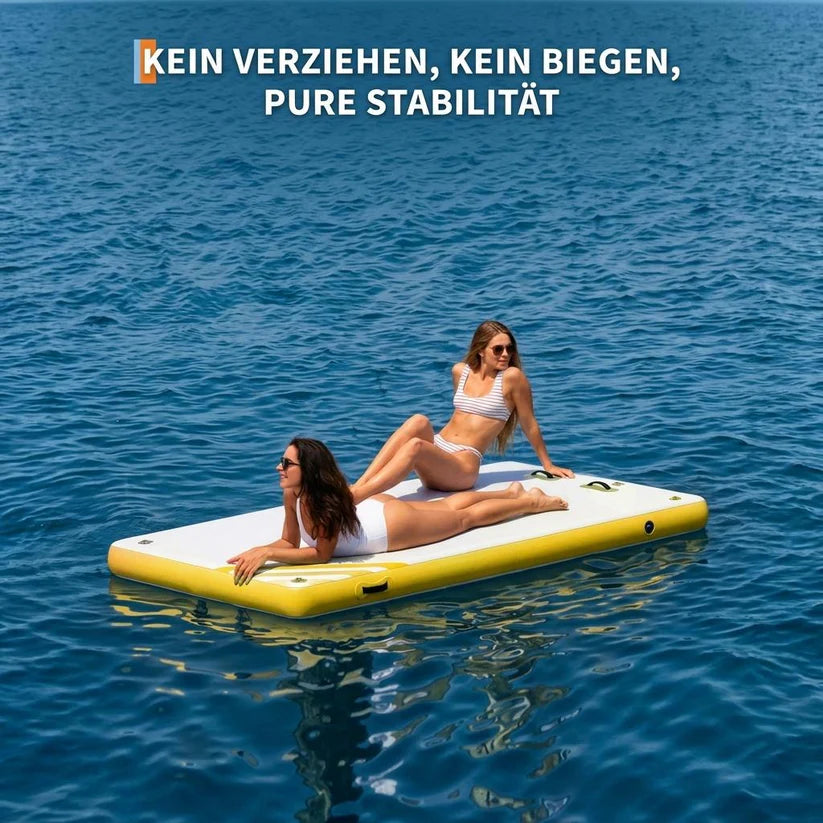 Garvee Piattaforma Gonfiabile Galleggiante 2.4x1.8 m, Superficie Antiscivolo, Scala Morbida, PVC Resistente, Ancoraggio Sicuro, Per Piscina Spiaggia Mare