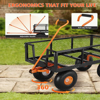 Garvee Carrello da Giardino in Acciaio Verde 408kg Resistente alle Intemperie con Pneumatici da 25cm e Traino 3 in 1