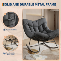 Garvee Poltrona a Dondolo Papasan Oversize Grigio Scuro Portata 175kg con Spesso Cuscino per Giardino e Balcone