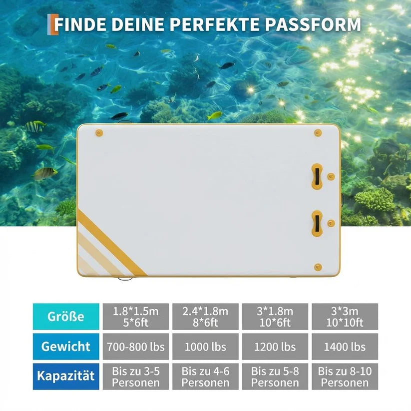 Garvee Piattaforma Gonfiabile Galleggiante 2.4x1.8 m, Superficie Antiscivolo, Scala Morbida, PVC Resistente, Ancoraggio Sicuro, Per Piscina Spiaggia Mare