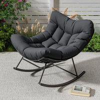 Garvee Poltrona a Dondolo Papasan Oversize Grigio Scuro Portata 175kg con Spesso Cuscino per Giardino e Balcone
