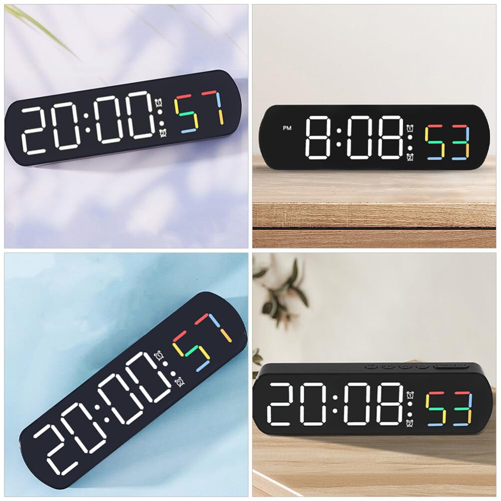 Sveglia digitale GARVEE con display LED e indicatore di temperatura per camera da letto e ufficio, funzionamento a batteria, luminosità regolabile, contatore dei secondi, 16,5 cm