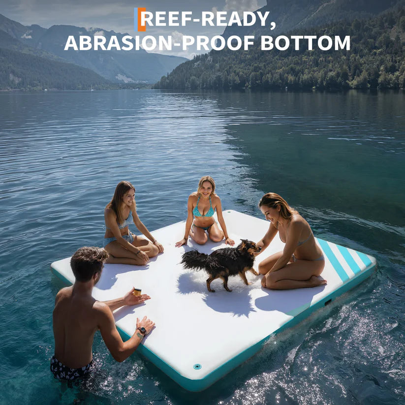 Garvee Piattaforma Galleggiante Gonfiabile 3x1.8 m Con Scaletta Morbida, PVC Resistente, D-Rings Rinforzati Per Piscina E Spiaggia