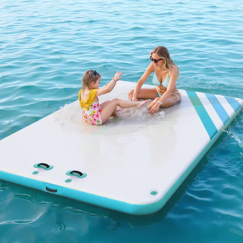 Garvee Piattaforma Galleggiante Gonfiabile 3x1.8 m Con Scaletta Morbida, PVC Resistente, D-Rings Rinforzati Per Piscina E Spiaggia